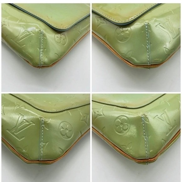 AUTHENTIC LOUIS VUITTON VERNISE LEATHER THOMPSON STREET GREEN/BLUE SHOULDER BAG - Picture 15 of 15